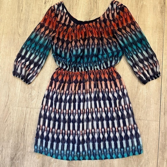 Charlotte Russe Dress Small Colorful Elastic Waist - Picture 1 of 11